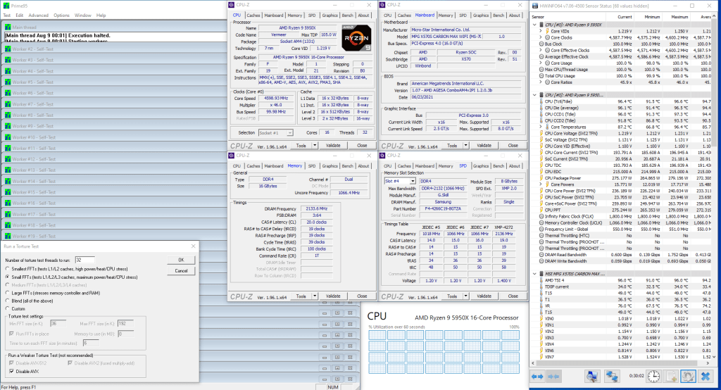 ryzen 9 5950x manual oc prime95 non-avx