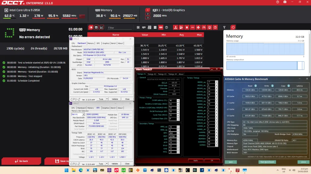 arrow lake ddr5-8600 stable