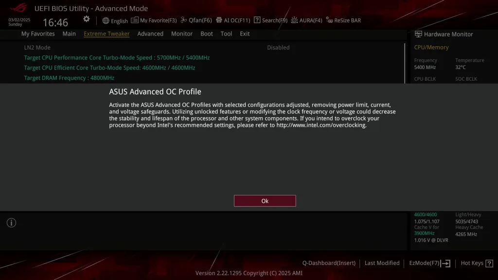 asus advanced oc profile bios
