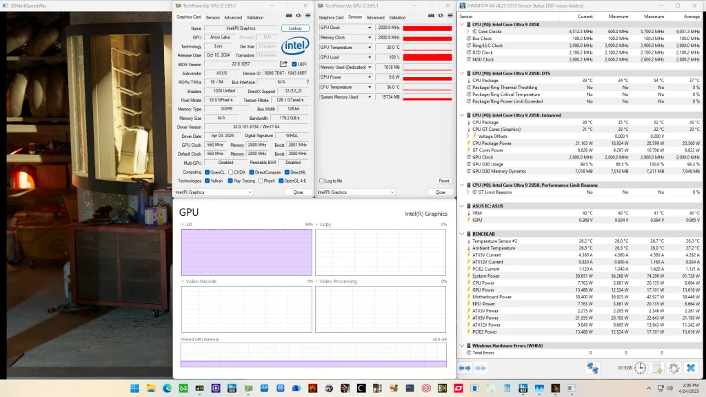 intel graphics (arrow lake) stock 3dmark speed way