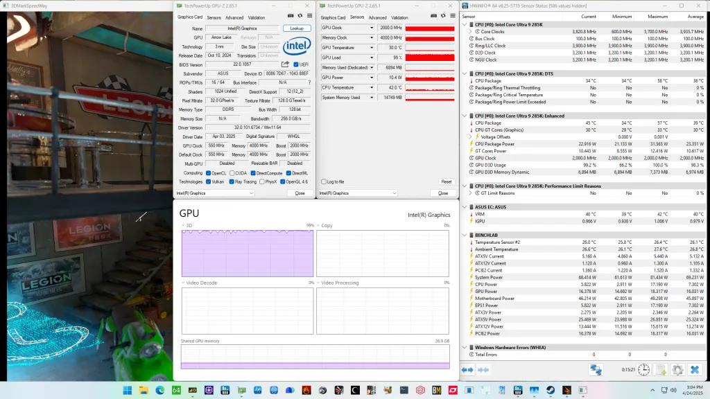 intel graphics (arrow lake) 200s boost 3dmark speed way