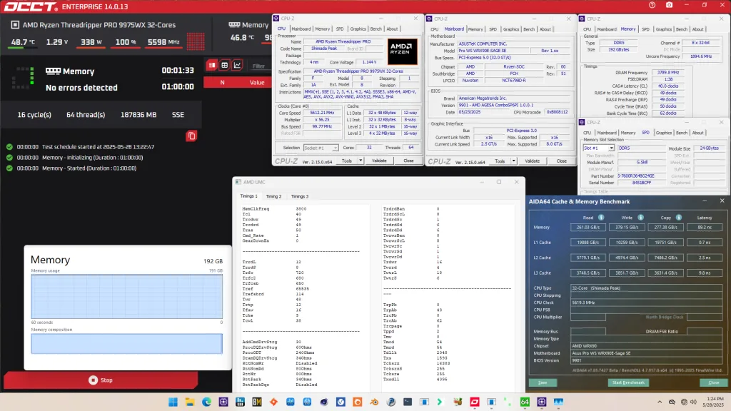 ryzen threadripper pro 9975wx memory tuned