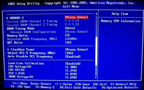 msi p55-gd80 bios memory-z