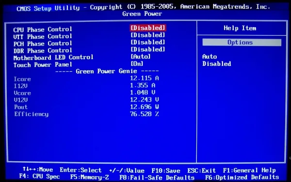 msi p55-gd80 bios disable green computing