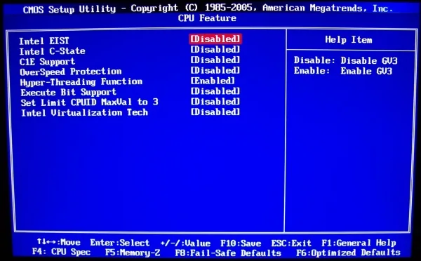 msi p55-gd80 bios disable eist