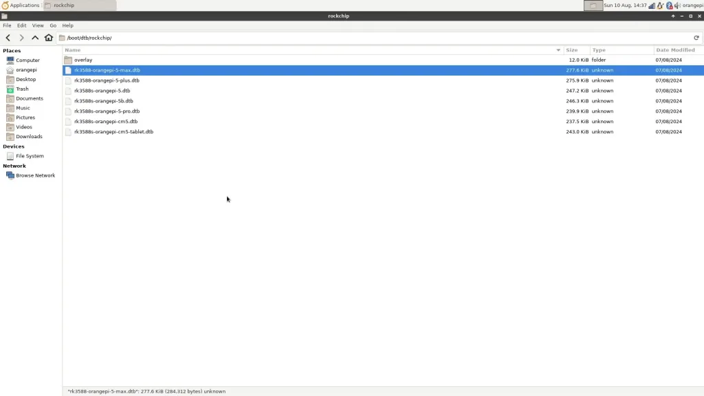 orange pi 5 device tree binaries in boot directory