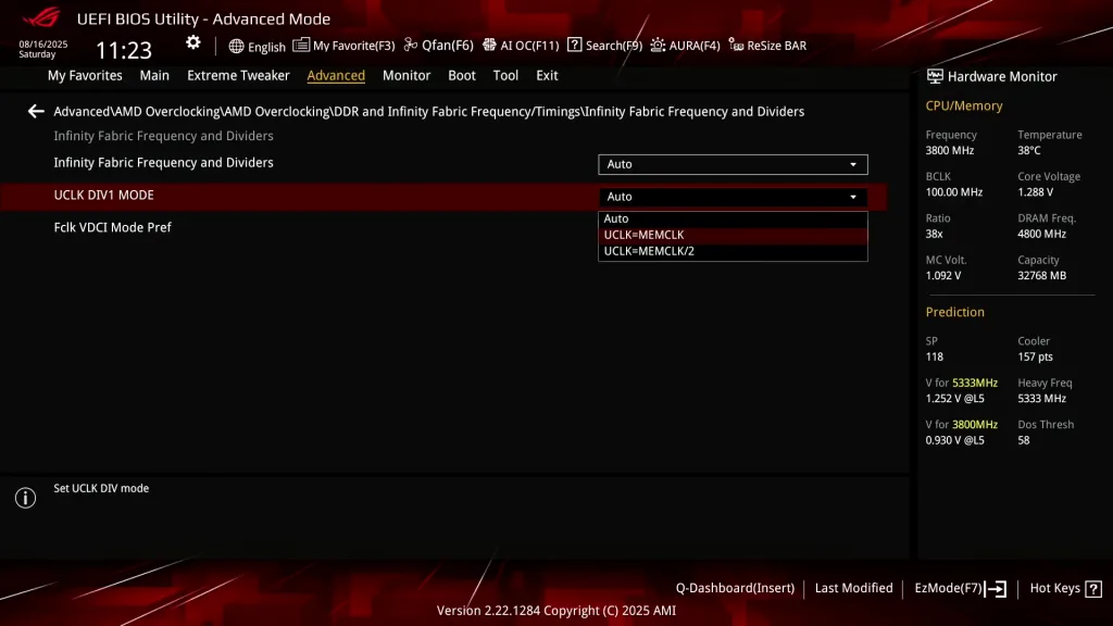 ryzen 7 9700f uclk div 1 mode
