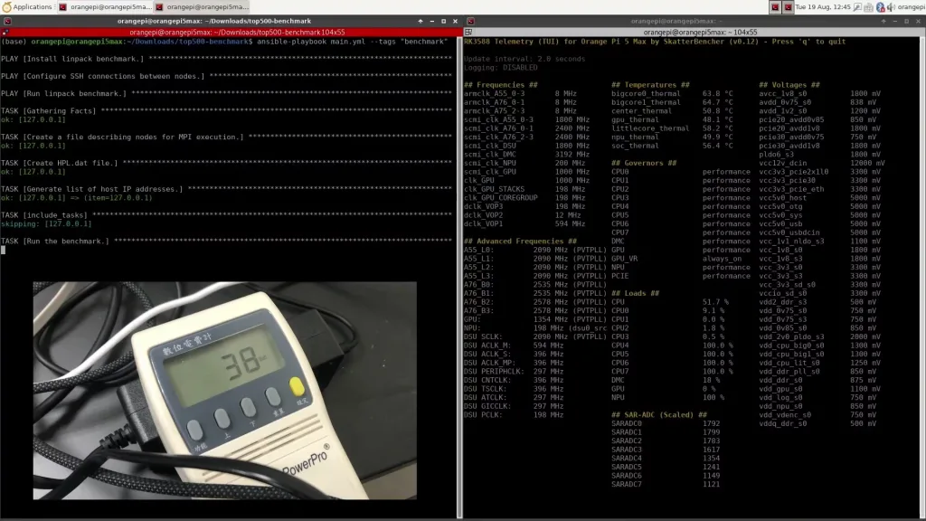 orange pi 5 max max power in high performance linpack benchmark