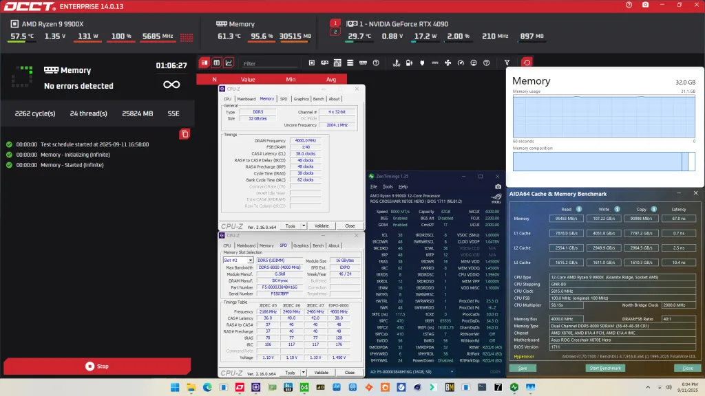 memory tuned occt stability test