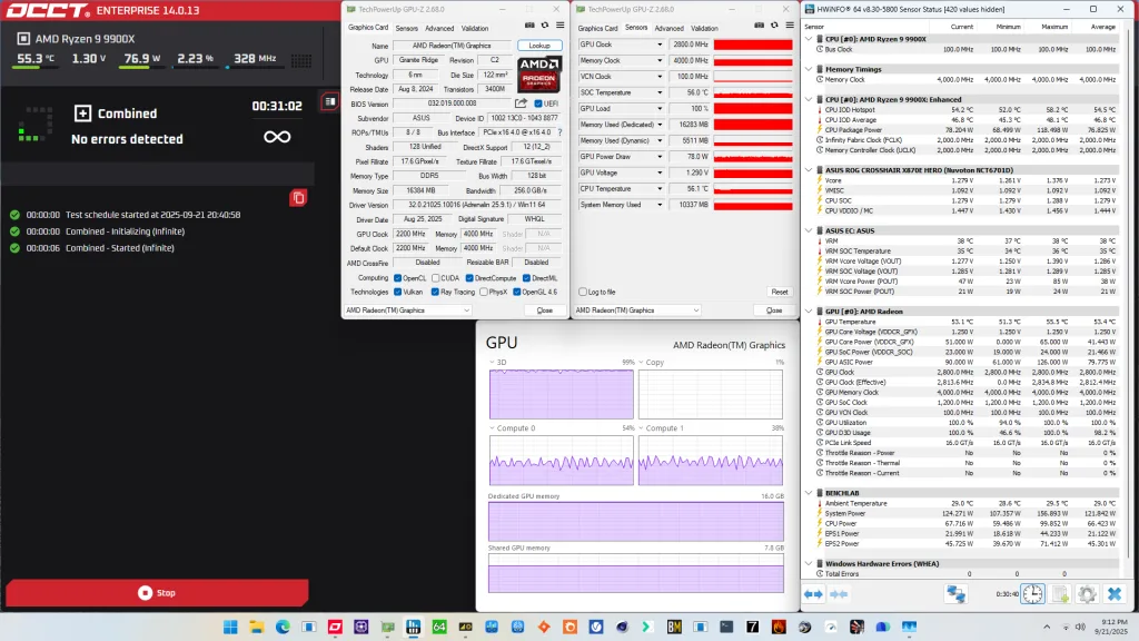 amd radeon graphics ambient overclock occt stress test