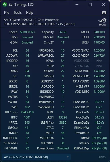 apacer nox rgb ddr5-6800 2x16gb docp II zentimings