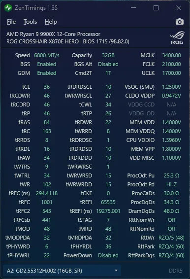 apacer nox rgb ddr5-6800 2x16gb docp Tweaked zentimings