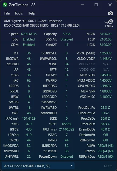 apacer nox rgb ddr5-6800 2x16gb 6200 tuned zentimings