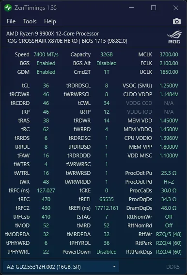 apacer nox rgb ddr5-6800 2x16gb 7400 tuned zentimings