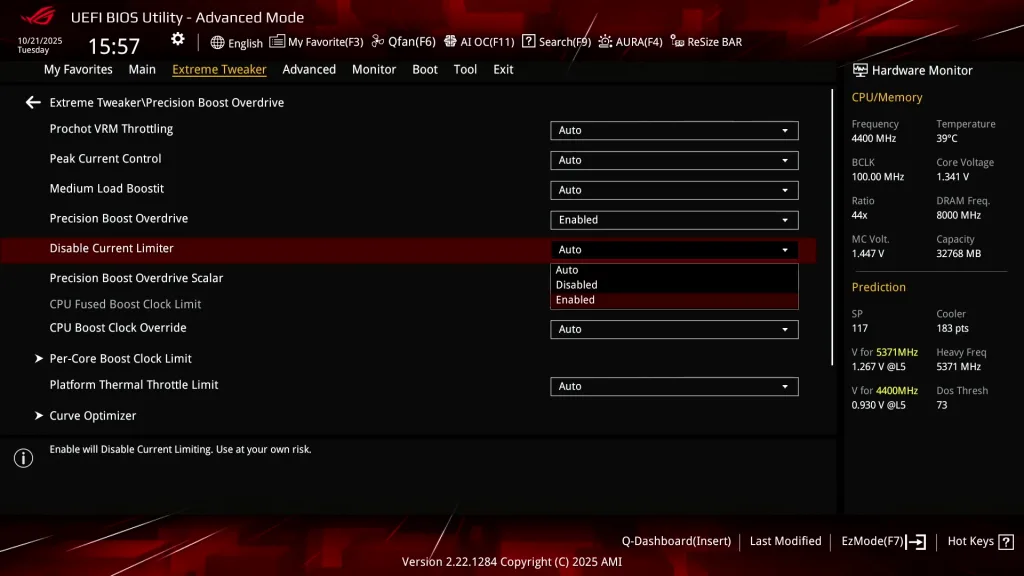 bios disable current limiter