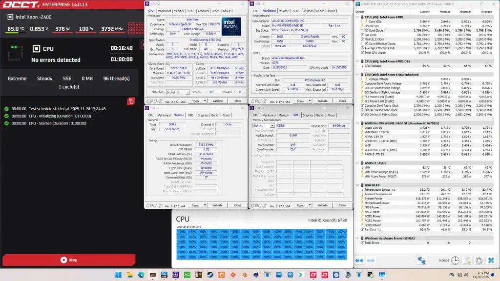 intel xeon 678x mce occt sse stress test