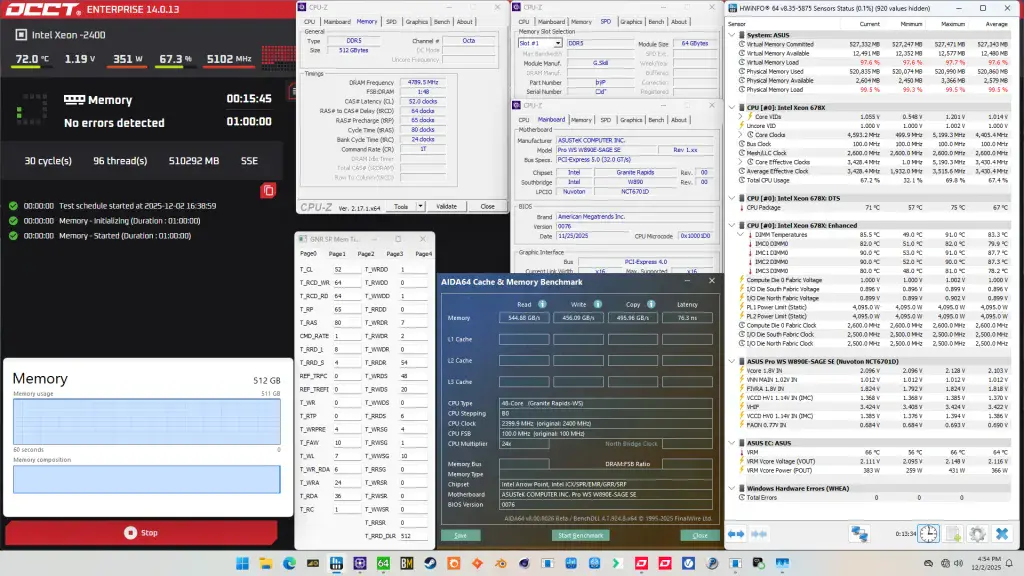 intel xeon 678x ddr5-9600 occt memory stress test