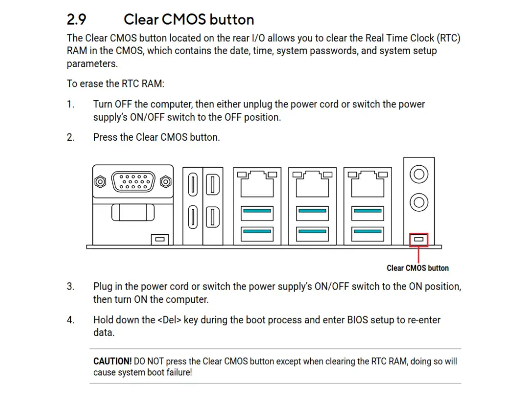 asus w890 cmos clear