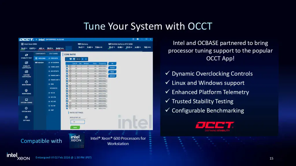 intel xeon 600 occt overclocking tool