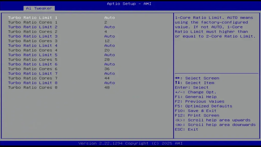 intel xeon 678x turbo ratio limit configuration bios