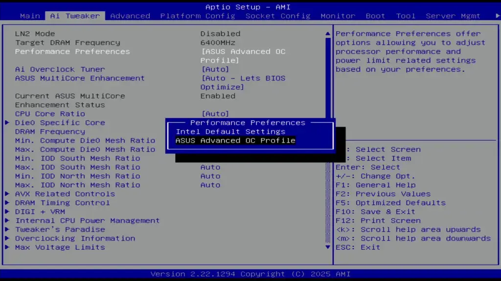 asus w890 sage advanced oc profile bios