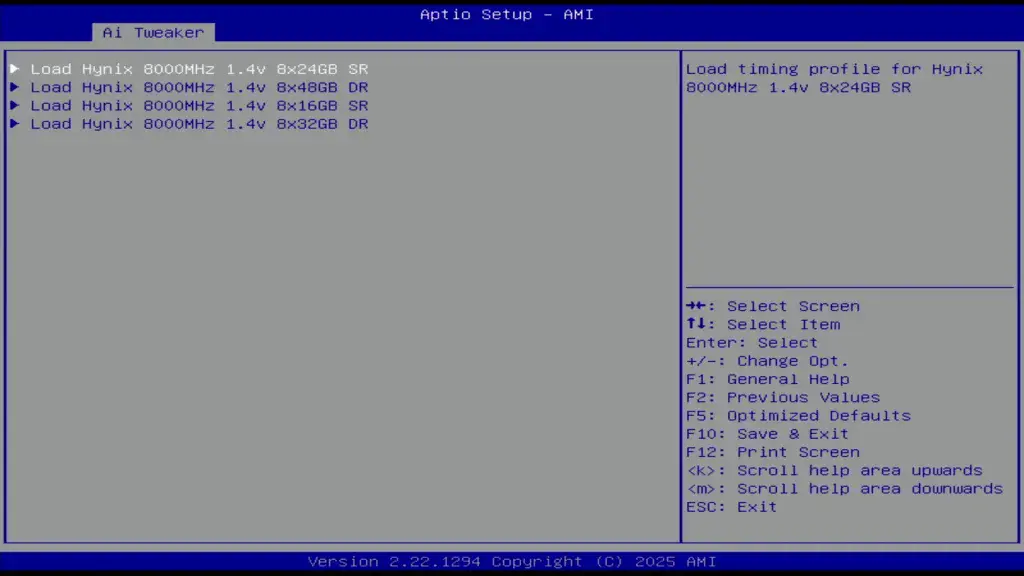 asus w890 memory presets