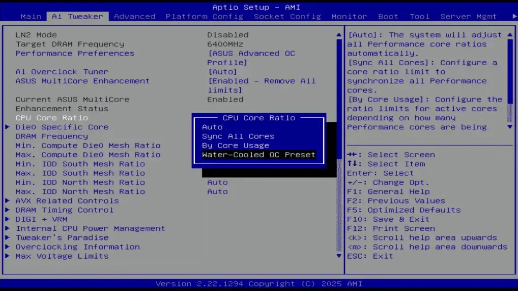 asus w890 water-cooled oc preset bios